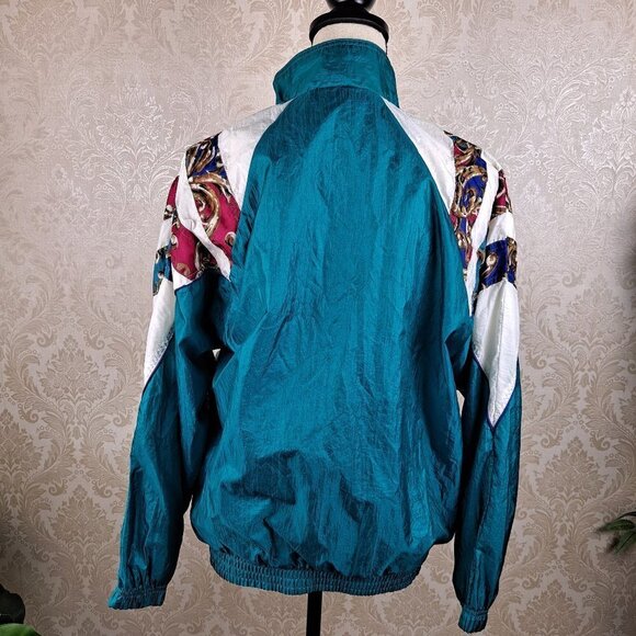 Bolo Spirit Size Small 80s Style Windbreaker Jacket Green White Colorful Detail - Picture 9 of 13